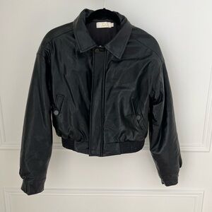 JCL (purchased from Na-kd) Black Leather Bomber Jacket - Women
